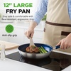 image:imageNutriChef 12 Fry Pan With Lid  Large Skillet Nonstick Frying Pan with Silicone Handle Ceramic Coating Blue Silicone Handle StainResistant Easy To Clean Professional Home Cookware