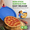 image:imageNutriChef 13Inch NonStick Pizza Tray with Silicone Handle  Perforated Carbon Steel Dishwasher Safe PFOA Free  Champagne Gold  12 PackBlue