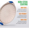 image:imageNutriChef 13Inch NonStick Pizza Tray with Silicone Handle  Perforated Carbon Steel Dishwasher Safe PFOA Free  Champagne Gold  12 PackChampagne Gold