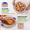 image:imageNutriChef 13Inch NonStick Pizza Tray with Silicone Handle  Perforated Carbon Steel Dishwasher Safe PFOA Free  Champagne Gold  12 PackChampagne Gold