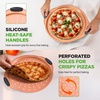 image:imageNutriChef 13Inch NonStick Pizza Tray with Silicone Handle  Perforated Carbon Steel Dishwasher Safe PFOA Free  Champagne Gold  12 PackCopper
