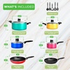 image:imageNutriChef 15Piece Colorful Nonstick Kitchen Cookware Set  Heat Resistant Lacquer Kitchen Ware Pots and Pans Set wSaucepot Frying Pans Pots Oven Pot Lids UtensilNCCWCOR153  15 pcs assorted