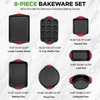 image:imageNutriChef 42Piece Nonstick Bakeware Set  Carbon Steel Baking Pans Set with Oven Mitts Muffin Trays Cookie Sheets Loaf Pan amp Accessories for Cakes Pizza amp Bread8Piece Set