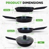 image:imageNutriChef 5 Pc Frying Pan Set Nonstick Blue Diamond Ceramic with Lid  DieCasting Aluminum Blue Diamond Coating Includes Fry pans Grill pan Wok Even Heat Durable amp Induction ReadyBlue Diamond