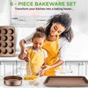 image:imageNutriChef 6Piece Nonstick Bakeware Set  Premium Carbon Steel Baking Pans  Includes Cookie Sheets Square amp Round Roasting Pans 12Cup Muffin amp Loaf Pan  Easy to Clean GoldGold