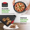 image:imageNutriChef Nonstick Baking Pans Set 6 Piece  Carbon Steel Baking Pans for Oven with Silicone Handles Stackable Bakeware  Includes Cookie Sheet Muffin Loaf Round and Square Pan  446F Max GrayBlack