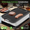 image:imageNutriChef Reversible Cast Iron Griddle Pan for Stove Top Cooking Heavy Duty Nonstick Grill Plate with Flat amp Ribbed Sides Works as Flat Top Grill or Griddle for Gas Grill Includes Scraper ToolBlack