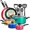 image:imageNutriChef 15Piece Colorful Nonstick Kitchen Cookware Set  Heat Resistant Lacquer Kitchen Ware Pots and Pans Set wSaucepot Frying Pans Pots Oven Pot Lids UtensilNCCWCOR15  assorted