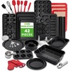 image:imageNutriChef 42Piece Nonstick Bakeware Set  Carbon Steel Baking Pans Set with Oven Mitts Muffin Trays Cookie Sheets Loaf Pan amp Accessories for Cakes Pizza amp Bread42Piece Set 2026 edition
