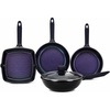 image:imageNutriChef 5 Pc Frying Pan Set Nonstick Blue Diamond Ceramic with Lid  DieCasting Aluminum Blue Diamond Coating Includes Fry pans Grill pan Wok Even Heat Durable amp Induction ReadyPurple