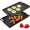 image:imageNutriChef Cast Iron Reversible Grill Plate 18 Flat Skillet Griddle Pan for Stove Top Gas Range Grilling Pan with Silicone Oven Mitt Compatible with Electric Ceramic amp Induction Cooktops 18x10Black