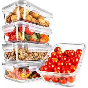 image:imageNutriChef 10Piece Glass Food Containers  Stackable Superior Glass Mealprep Storage Containers Newly Innovated Leakproof Locking Lids wAir Hole FreezertoOvenSafe BlueGray
