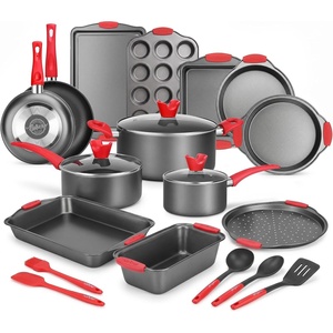 image:imageNutriChef 42Piece Nonstick Bakeware Set  Carbon Steel Baking Pans Set with Oven Mitts Muffin Trays Cookie Sheets Loaf Pan amp Accessories for Cakes Pizza amp Bread21Piece Set