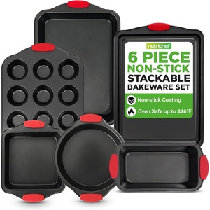 image:imageNutriChef 42Piece Nonstick Bakeware Set  Carbon Steel Baking Pans Set with Oven Mitts Muffin Trays Cookie Sheets Loaf Pan amp Accessories for Cakes Pizza amp Bread6Piece Set