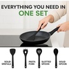 image:imageNutriChef Kitchen Cooking Utensils Set  Includes Solid Spatula Pasta Fork Solid Spoon Slotted Spoon amp Tool Seat Works with Model NCCWSTKBLK Black