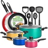 image:imageNutriChef Pots and Pans Set Cookware Set 15 Pieces NonStick Cookware Set Including Pot Set Pan Set Induction and Kitchen Accessories for All Hobs PFOAPFOS Free Dishwasher Safe Colourful