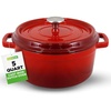 image:imageNutriChef Dutch Oven Cast Iron Pot  Bread Baking Mould 5L with Lid Enamel Bread Baking Pot Even Heat Casserole Pot for Bread amp Roasting Suitable for Induction Red