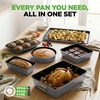 image:imageNutriChef NonStick Bakeware Set 8Piece Stackable OvenSafe Baking Trays Cookie Sheet Loaf Muffin Pizza Round Square Cake Pans SpaceSaving Kitchen BakewareGray