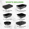 image:imageNutriChef NonStick Bakeware Set 8Piece Stackable OvenSafe Baking Trays Cookie Sheet Loaf Muffin Pizza Round Square Cake Pans SpaceSaving Kitchen BakewareBlack