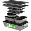 image:imageNutriChef NonStick Bakeware Set 8Piece Stackable OvenSafe Baking Trays Cookie Sheet Loaf Muffin Pizza Round Square Cake Pans SpaceSaving Kitchen BakewareGray