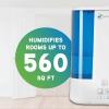 imagePureGuardian H5225WCA Ultrasonic Warm ampamp Cool Mist Humidifier 100 Hrs Run Time 2 Gal Tank 560 Sq Ft Coverage Quiet Filter Free Silver Clean Treated Tank Essential Oil Tray WhiteBlue