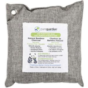 imagePureGuardian CB500 Bamboo Charcoal Air Purifying Bag EcoFriendly Naturally Absorbs Odors Excess Moisture and Pollutants 500g GrayCB500