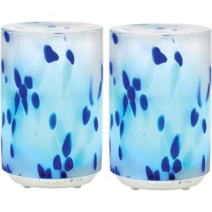 imagePureGuardian 200ml Ultrasonic Cool Mist Designer Glass Aromatherapy Essential Oil Diffuser with Night Light ampamp 3 Speed Mist Options Blue SPA325CA2 Count Pack of 1