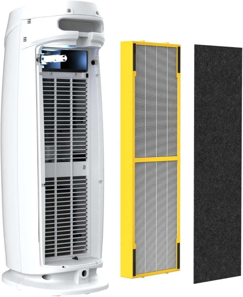 imageGermGuardian Air Purifier for Home with HEPA Pure Filter for Wildfire Smoke Pet Dander Pollen Odors Large Rooms Up To 743 Sq Ft Removes 9997 Pollutants UVC Light 22quot AC4825W WhiteAC4880 white