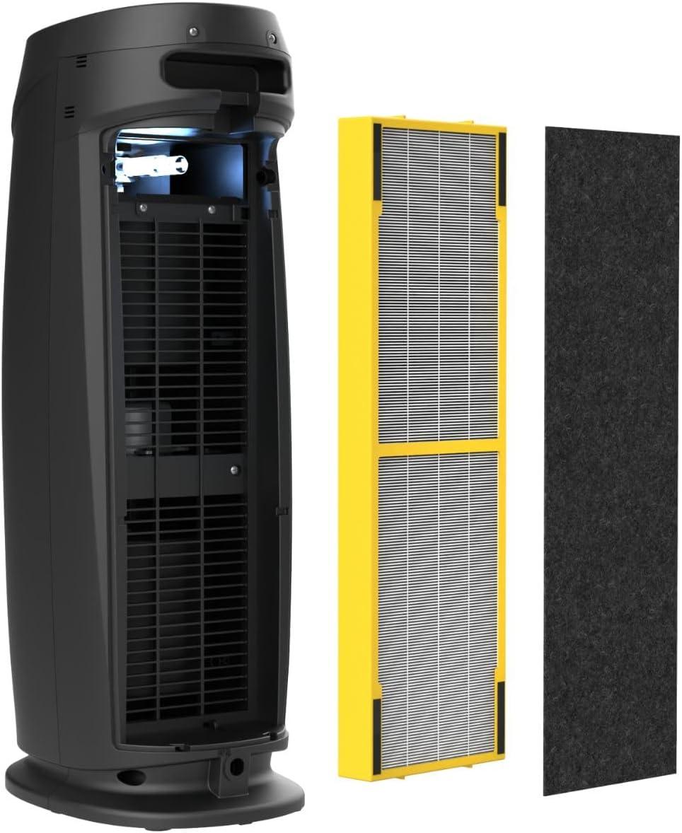 imageGermGuardian Air Purifier for Home with HEPA Pure Filter for Wildfire Smoke Pet Dander Pollen Odors Large Rooms Up To 743 Sq Ft Removes 9997 Pollutants UVC Light 22quot AC4825W WhiteAC4880 black