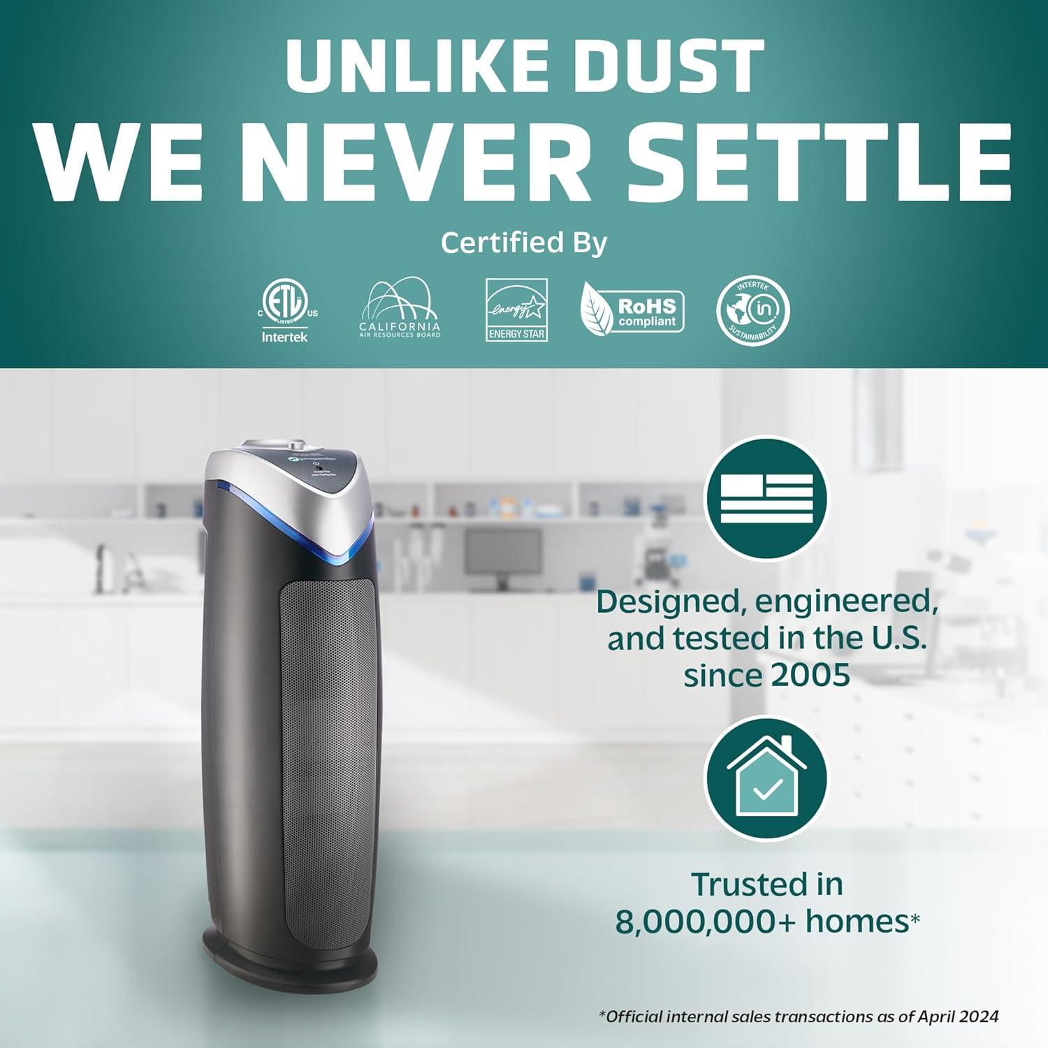 imageGermGuardian Air Purifier for Home with HEPA Pure Filter for Wildfire Smoke Pet Dander Pollen Odors Large Rooms Up To 743 Sq Ft Removes 9997 Pollutants UVC Light 22quot AC4825W WhiteAC4825 black 1 pack