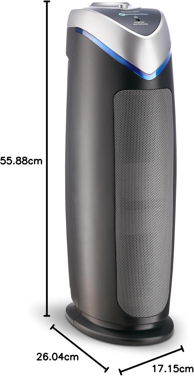 imageGermGuardian Air Purifier for Home with HEPA Pure Filter for Wildfire Smoke Pet Dander Pollen Odors Large Rooms Up To 743 Sq Ft Removes 9997 Pollutants UVC Light 22quot AC4825W WhiteAC4825 black 1 pack