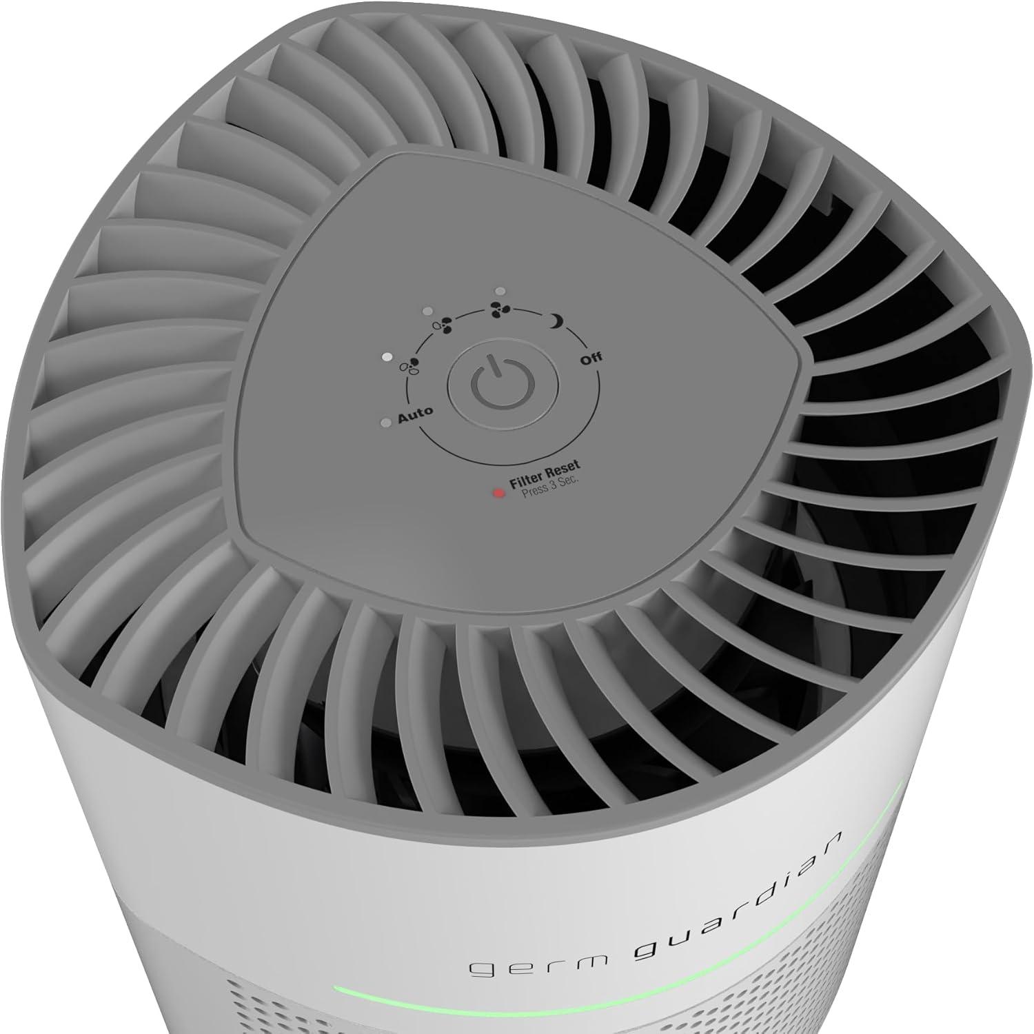 imageGermGuardian Airsafe Air Purifier for Home for Wildfire Smoke Pets Pollen Odor Large Rooms Up To 1040 Sq Ft with HEPA Pure Air Filter UVC Light ampamp Air Quality Sensor 12quot AC3000B BlackAirsafe Intelligent Air Purifier