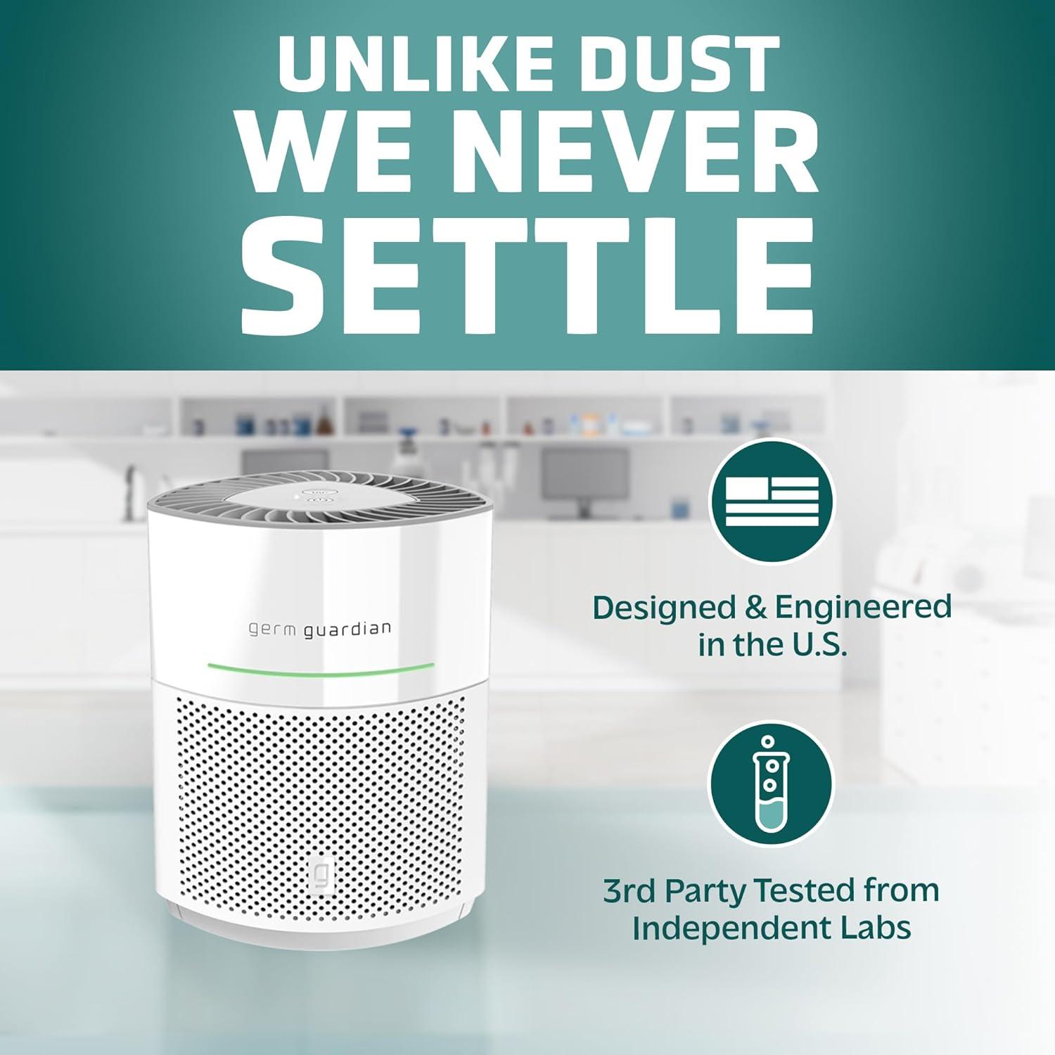 imageGermGuardian Airsafe Air Purifier for Home for Wildfire Smoke Pets Pollen Odor Large Rooms Up To 1040 Sq Ft with HEPA Pure Air Filter UVC Light ampamp Air Quality Sensor 12quot AC3000B BlackAirsafe Intelligent Air Purifier with UVC light  White