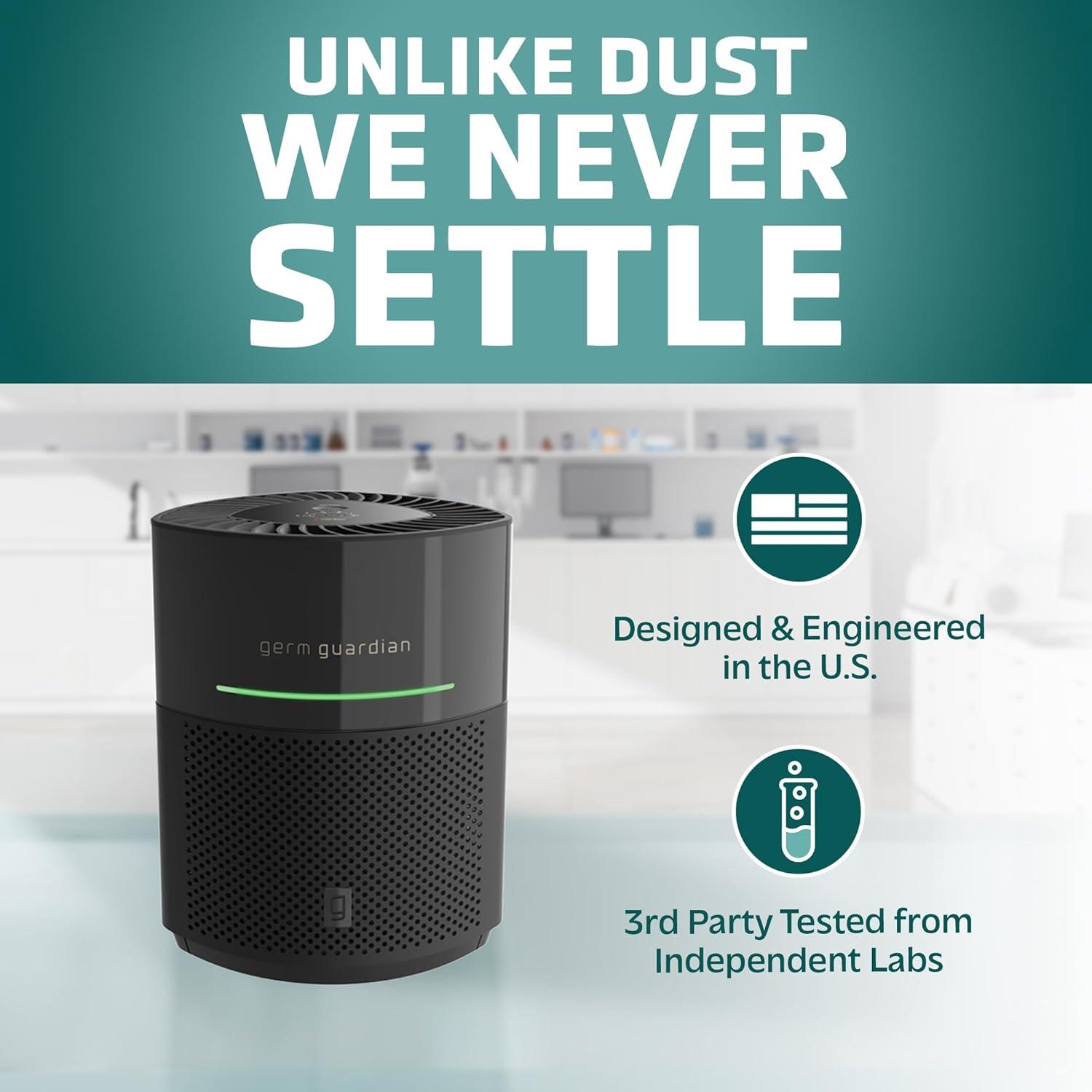 imageGermGuardian Airsafe Air Purifier for Home for Wildfire Smoke Pets Pollen Odor Large Rooms Up To 1040 Sq Ft with HEPA Pure Air Filter UVC Light ampamp Air Quality Sensor 12quot AC3000B BlackAirsafe Intelligent Air Purifier with UVC light  Black