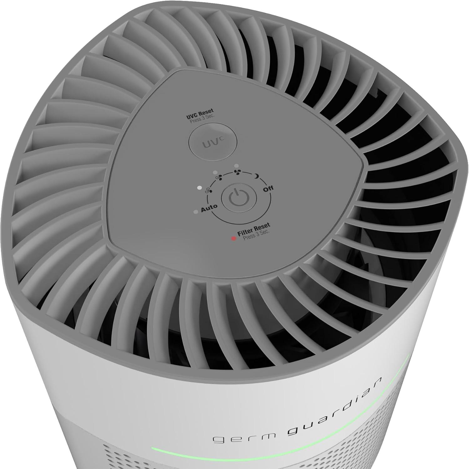imageGermGuardian Airsafe Air Purifier for Home for Wildfire Smoke Pets Pollen Odor Large Rooms Up To 1040 Sq Ft with HEPA Pure Air Filter UVC Light ampamp Air Quality Sensor 12quot AC3000B BlackAirsafe Intelligent Air Purifier with UVC light  White