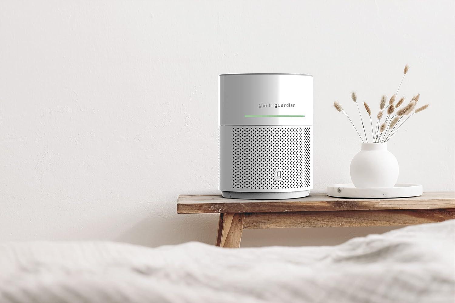 imageGermGuardian Airsafe Air Purifier for Home for Wildfire Smoke Pets Pollen Odor Large Rooms Up To 1040 Sq Ft with HEPA Pure Air Filter UVC Light ampamp Air Quality Sensor 12quot AC3000B BlackAirsafe Intelligent Air Purifier with UVC light  White