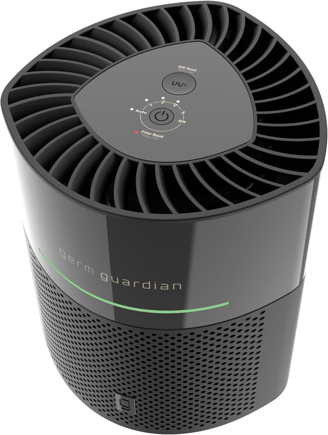 imageGermGuardian Airsafe Air Purifier for Home for Wildfire Smoke Pets Pollen Odor Large Rooms Up To 1040 Sq Ft with HEPA Pure Air Filter UVC Light ampamp Air Quality Sensor 12quot AC3000B BlackAirsafe Intelligent Air Purifier with UVC light  Black