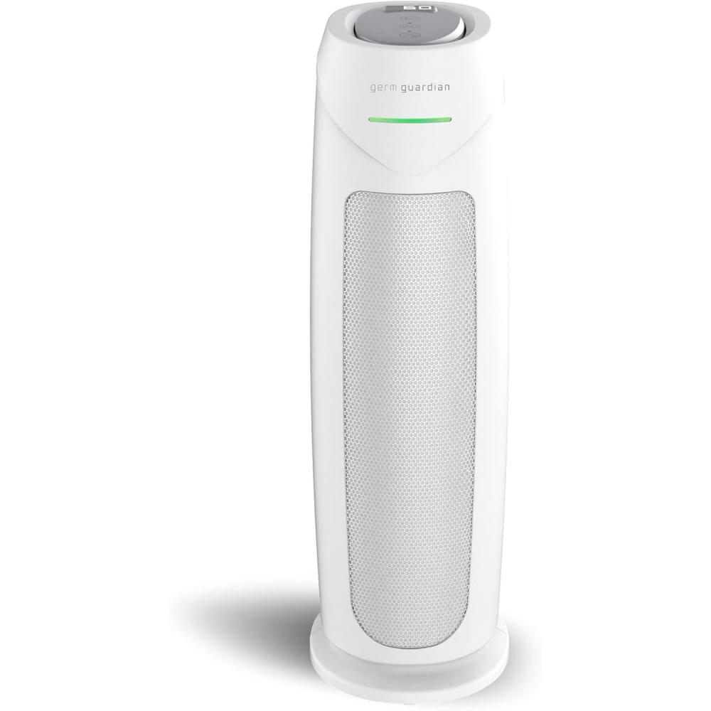 imageGermGuardian Air Purifier for Home with HEPA Pure Filter for Wildfire Smoke Pet Dander Pollen Odors Large Rooms Up To 743 Sq Ft Removes 9997 Pollutants UVC Light 22quot AC4825W WhiteAC4880 white