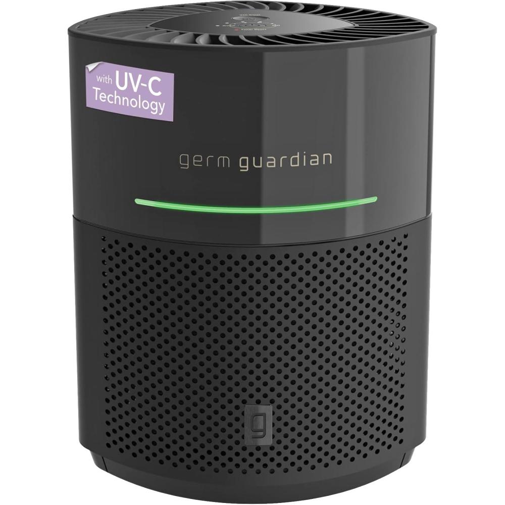 imageGermGuardian Airsafe Air Purifier for Home for Wildfire Smoke Pets Pollen Odor Large Rooms Up To 1040 Sq Ft with HEPA Pure Air Filter UVC Light ampamp Air Quality Sensor 12quot AC3000B BlackAirsafe Intelligent Air Purifier with UVC light  Black