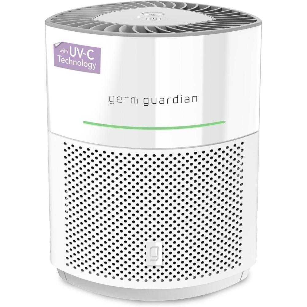 imageGermGuardian Airsafe Air Purifier for Home for Wildfire Smoke Pets Pollen Odor Large Rooms Up To 1040 Sq Ft with HEPA Pure Air Filter UVC Light ampamp Air Quality Sensor 12quot AC3000B BlackAirsafe Intelligent Air Purifier with UVC light  White