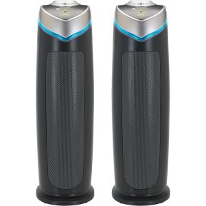 imageGermGuardian Air Purifier for Home with HEPA Pure Filter for Wildfire Smoke Pet Dander Pollen Odors Large Rooms Up To 743 Sq Ft Removes 9997 Pollutants UVC Light 22quot AC4825W WhiteAC4825 black 2 pack