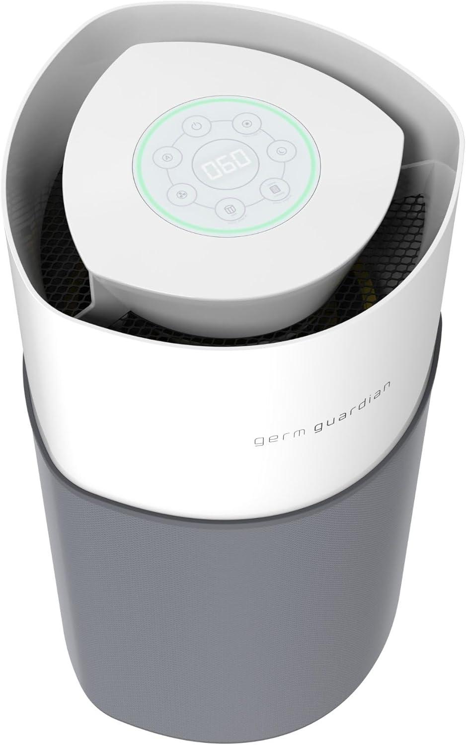 imageGermGuardian Airsafe XL Intelligent Air Purifier for Home Wildfire Smoke Pollen Odors with HEPA Pure Filter UVC Air Quality Indicator for Large Rooms 1680 sq ft 20 GrayWhite AC3200