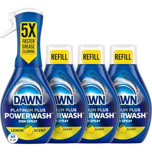 imageDawn Powerwash Spray Dish Soap Dishwashing Liquid Cleaning Supplies Lemon 1 Starter Kit  3 Refills 4 units of 16oz 64oz16 Fl Oz Pack of 4