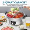 imageAroma Stainless Steel Hot Pot Silver ASP600 5 quartDualSided