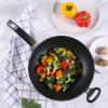 imageMade in Germany Hand Cast Aluminum Wok with Glass Lid Nonstick Cookware Pan with Diamond Reinforced Coating 5Quart Black