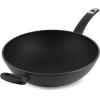 imageMade in Germany Hand Cast Aluminum Wok with Glass Lid Nonstick Cookware Pan with Diamond Reinforced Coating 5Quart Black