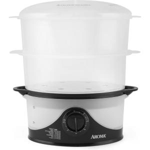 imageAroma Housewares 6Qt 2Tier Food Steamer Dishwasher Safe AFS140B Black 6 Liter