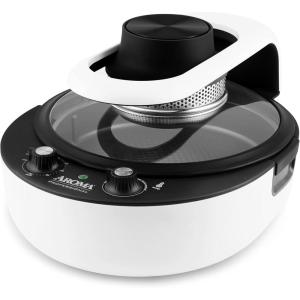 imageAroma Housewares AAF500 Air FryerMulticookerTwo Dial with Dual Top and Bottom Heating OnePot Meals Bake Roast Toast Nonstick Cooking Pan Cool Touch Handles 47 quart White