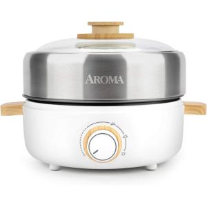 imageAroma Stainless Steel Hot Pot Silver ASP600 5 quart2in1
