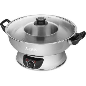 imageAroma Stainless Steel Hot Pot Silver ASP600 5 quartSichuan Style
